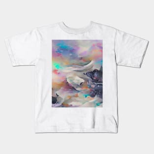 Abstract, Marble, Watercolor, Colorful, Vibrant Colors, Textured Painting, Texture, Gradient, Wave, Fume, Wall Art, Modern Art Kids T-Shirt